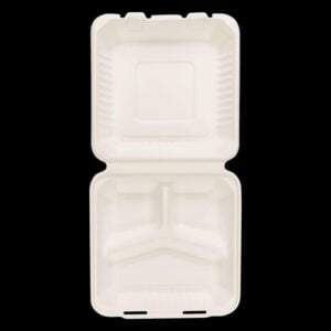 Bagasse 3 Compartment Take Out Container Food Packaging - Pack of 250