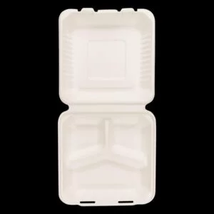 Bagasse 3 Compartment Take Out Container Food Packaging - Pack of 250